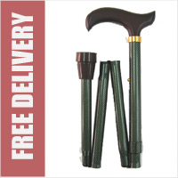 Green Check Folding Walking Stick